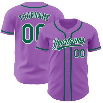 Custom Medium Purple Baseball Jersey with Kelly Green and White - Personalized Team Name & Number Personalized Medium Purple
