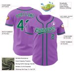Custom Medium Purple Baseball Jersey with Kelly Green and White - Personalized Team Name & Number Personalized Medium Purple