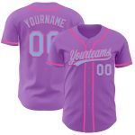 Custom Baseball Jersey with Personalized Team Name & Number in Medium Purple, Light Blue & Pink Personalized Medium Purple