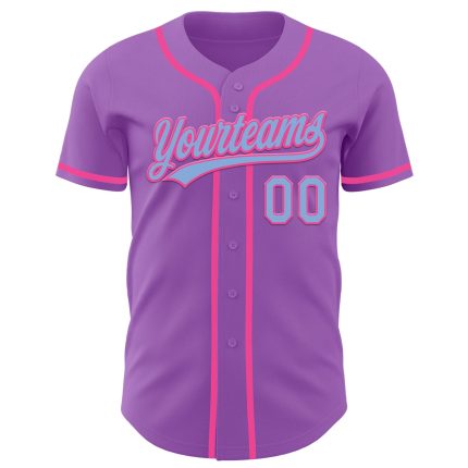 Custom Baseball Jersey with Personalized Team Name & Number in Medium Purple, Light Blue & Pink Personalized Medium Purple