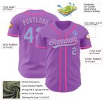 Custom Baseball Jersey with Personalized Team Name & Number in Medium Purple, Light Blue & Pink Personalized Medium Purple