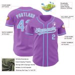 Custom Name and Number Personalized Authentic Baseball Jersey - Medium Purple Light Blue-White Personalized Medium Purple