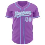 Custom Name and Number Personalized Authentic Baseball Jersey - Medium Purple Light Blue-White Personalized Medium Purple