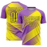 Custom Sublimation Soccer Jersey with Personalized Name & Number - Medium Purple Light Yellow-Black Line Team Uniform Personalized