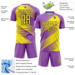 Custom Sublimation Soccer Jersey with Personalized Name & Number - Medium Purple Light Yellow-Black Line Team Uniform Personalized