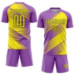 Custom Sublimation Soccer Jersey with Personalized Name & Number - Medium Purple Light Yellow-Black Line Team Uniform Personalized
