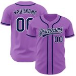 Personalized Custom Name Number Authentic Baseball Jersey - Medium Purple Navy-White Personalized Medium Purple Navy-White