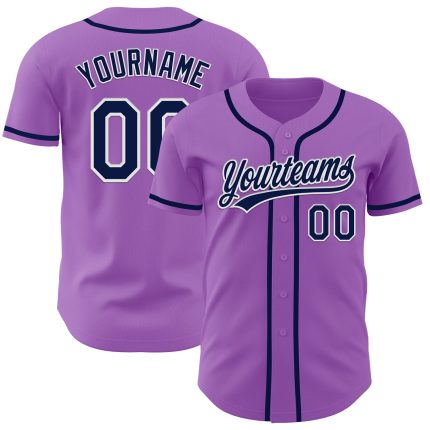 Personalized Custom Name Number Authentic Baseball Jersey - Medium Purple Navy-White Personalized Medium Purple Navy-White