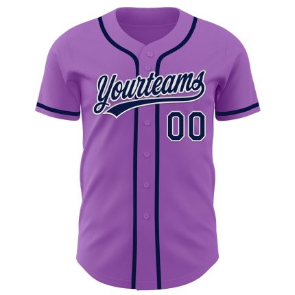 Personalized Custom Name Number Authentic Baseball Jersey - Medium Purple Navy-White Personalized Medium Purple Navy-White