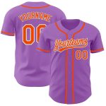 Custom Name and Number Personalized Baseball Jersey in Medium Purple and Orange-White, Authentic Team Gear Personalized Medium
