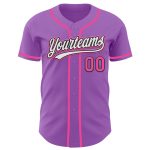Custom Purple Pink Black Baseball Jersey with Personalized Name and Number - Authentic Medium Size Personalized Medium Purple