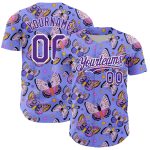 Personalized Purple 3D Pattern Butterfly Baseball Jersey with Custom Name and Number - Authentic Team Apparel Personalized