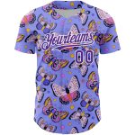 Personalized Purple 3D Pattern Butterfly Baseball Jersey with Custom Name and Number - Authentic Team Apparel Personalized