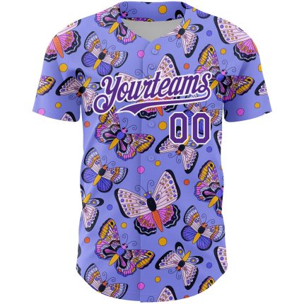 Personalized Purple 3D Pattern Butterfly Baseball Jersey with Custom Name and Number - Authentic Team Apparel Personalized