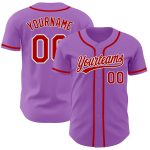 Custom Name and Number Authentic Baseball Jersey - Medium Purple Red-White Personalized Team Jersey Personalized Medium Purple
