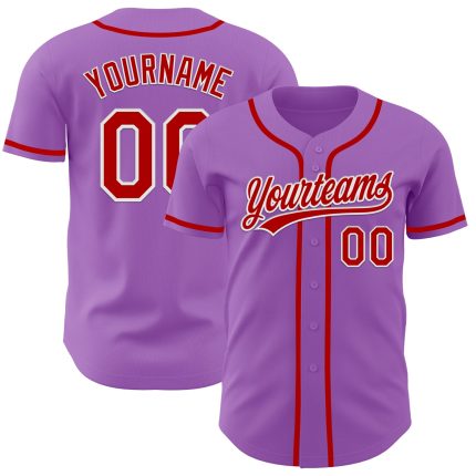 Custom Name and Number Authentic Baseball Jersey - Medium Purple Red-White Personalized Team Jersey Personalized Medium Purple