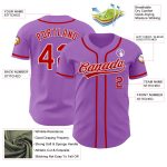 Custom Name and Number Authentic Baseball Jersey - Medium Purple Red-White Personalized Team Jersey Personalized Medium Purple
