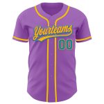 Custom Name Number Personalized Baseball Jersey Medium Purple Teal Yellow Authentic Personalized Medium Purple Teal-Yellow