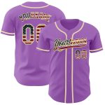 Custom USA Flag Baseball Jersey - Vintage Medium Purple - Personalized Cream Team Name & Number Personalized Medium Purple