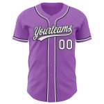 Custom Name and Number Personalized Baseball Jersey - Medium Purple White and Black Authentic Design Personalized Medium