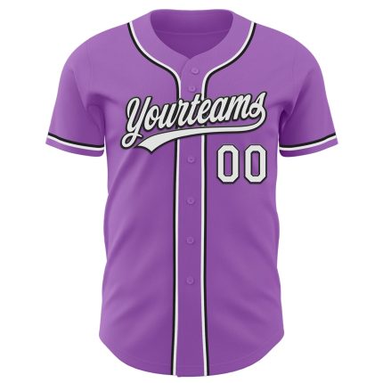 Custom Name and Number Personalized Baseball Jersey - Medium Purple White and Black Authentic Design Personalized Medium