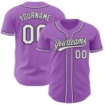 Custom Name and Number Personalized Baseball Jersey - Medium Purple White and Black Authentic Design Personalized Medium