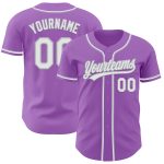 Custom Name and Number Authentic Baseball Jersey in Medium Purple White-Gray - Personalized Team Jersey Personalized Medium
