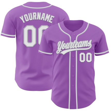 Custom Name and Number Authentic Baseball Jersey in Medium Purple White-Gray - Personalized Team Jersey Personalized Medium
