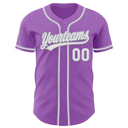 Custom Name and Number Authentic Baseball Jersey in Medium Purple White-Gray - Personalized Team Jersey Personalized Medium