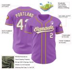 Custom Team Baseball Jersey with Personalized Name and Number - Medium Purple and White-Old Gold Personalized Medium Purple