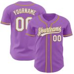 Custom Team Baseball Jersey with Personalized Name and Number - Medium Purple and White-Old Gold Personalized Medium Purple
