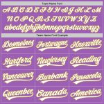Custom Team Baseball Jersey with Personalized Name and Number - Medium Purple and White-Old Gold Personalized Medium Purple