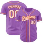 Custom Authentic Baseball Jersey with Personalized Name and Number - Medium Purple White-Orange Team Jersey Personalized