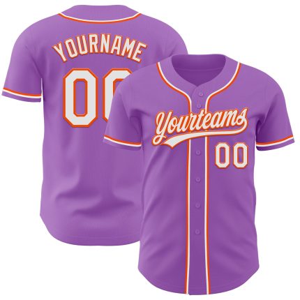 Custom Authentic Baseball Jersey with Personalized Name and Number - Medium Purple White-Orange Team Jersey Personalized
