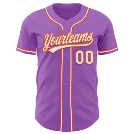 Custom Authentic Baseball Jersey with Personalized Name and Number - Medium Purple White-Orange Team Jersey Personalized