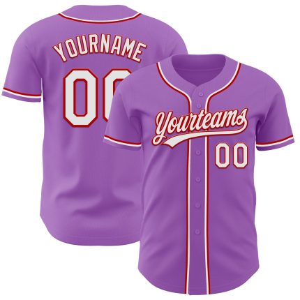 Custom Name and Number Authentic Baseball Jersey - Personalized Medium Purple White-Red Team Jersey Personalized Medium Purple