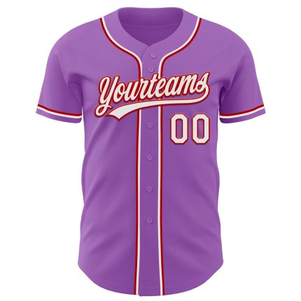 Custom Name and Number Authentic Baseball Jersey - Personalized Medium Purple White-Red Team Jersey Personalized Medium Purple