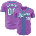 Personalized Custom Name and Number Medium Purple White-Teal Baseball Jersey - Authentic Team Apparel Personalized Medium
