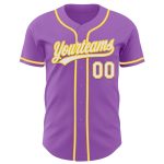 Custom Name and Number Personalized Medium Purple White-Yellow Baseball Jersey - Authentic Team Apparel Personalized Medium