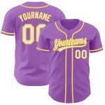 Custom Name and Number Personalized Medium Purple White-Yellow Baseball Jersey - Authentic Team Apparel Personalized Medium