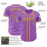 Custom Name and Number Medium Purple Yellow Authentic Baseball Jersey - Personalized Team Apparel Personalized Medium Purple