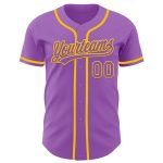 Custom Name and Number Medium Purple Yellow Authentic Baseball Jersey - Personalized Team Apparel Personalized Medium Purple