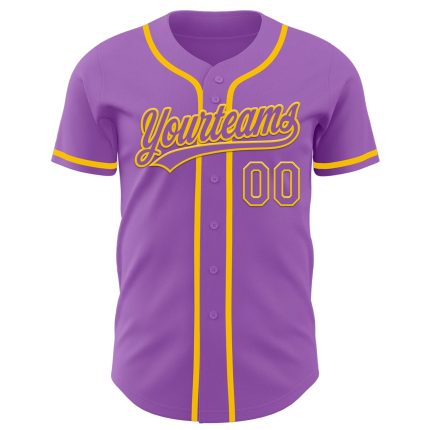 Custom Name and Number Medium Purple Yellow Authentic Baseball Jersey - Personalized Team Apparel Personalized Medium Purple