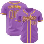 Custom Name and Number Medium Purple Yellow Authentic Baseball Jersey - Personalized Team Apparel Personalized Medium Purple