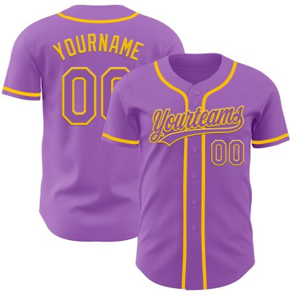 Custom Name and Number Medium Purple Yellow Authentic Baseball Jersey - Personalized Team Apparel Personalized Medium Purple