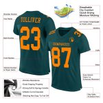 Custom Midnight Green Bay Orange Football Jersey with Personalized Name and Number - Authentic Mesh Design Personalized Midnight