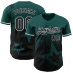 Custom Midnight Green Gradient 3D Twinkle Star Baseball Jersey - Personalized Team Name & Number, Black-Gray Design Personalized