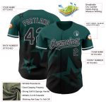 Custom Midnight Green Gradient 3D Twinkle Star Baseball Jersey - Personalized Team Name & Number, Black-Gray Design Personalized