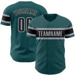 Custom Name and Number Baseball Jersey - Authentic Midnight Green Black-Gray Team Apparel Personalized Midnight Green Black-Gray