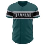 Custom Name and Number Baseball Jersey - Authentic Midnight Green Black-Gray Team Apparel Personalized Midnight Green Black-Gray